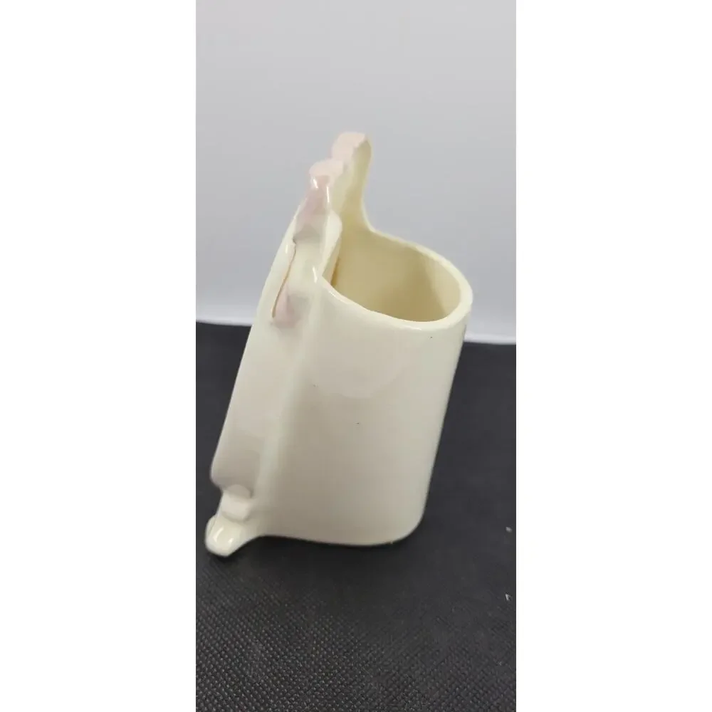 Vintage Victorian Style Cameo Ceramic Vase Planter Pink Gold Trim Shabby Chic